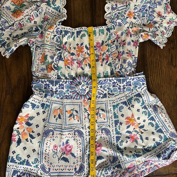 FARM Rio Romantic Bandanas Puff-Sleeve Belted Romper – Size L – NWOT - Picture 16 of 16